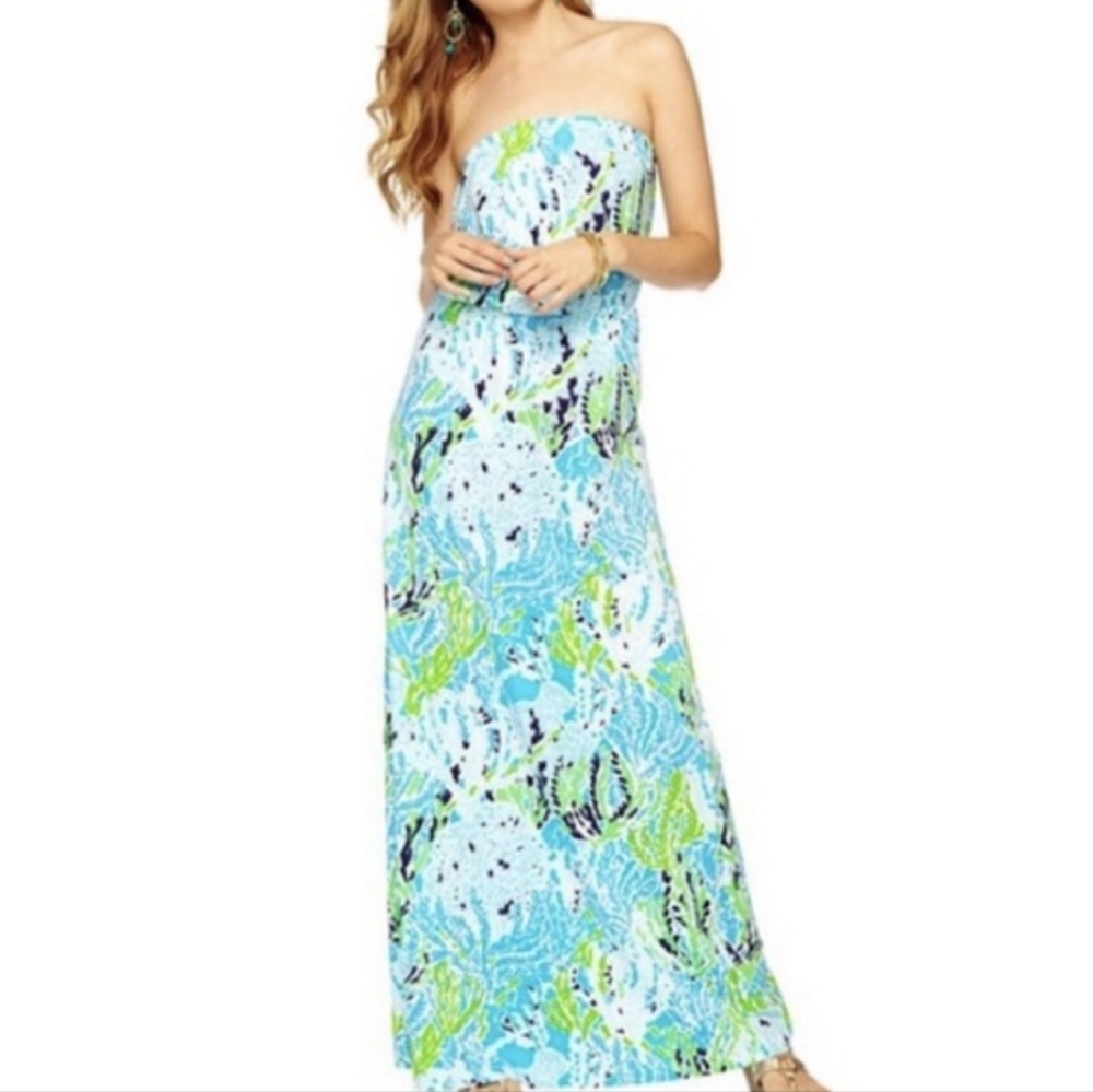 Lilly Pulitzer marlisa strapless maxi dress in let's cha cha